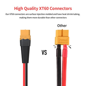 ELFCULB XT60 female-to-male connector close-up showing easy, secure RC connections.