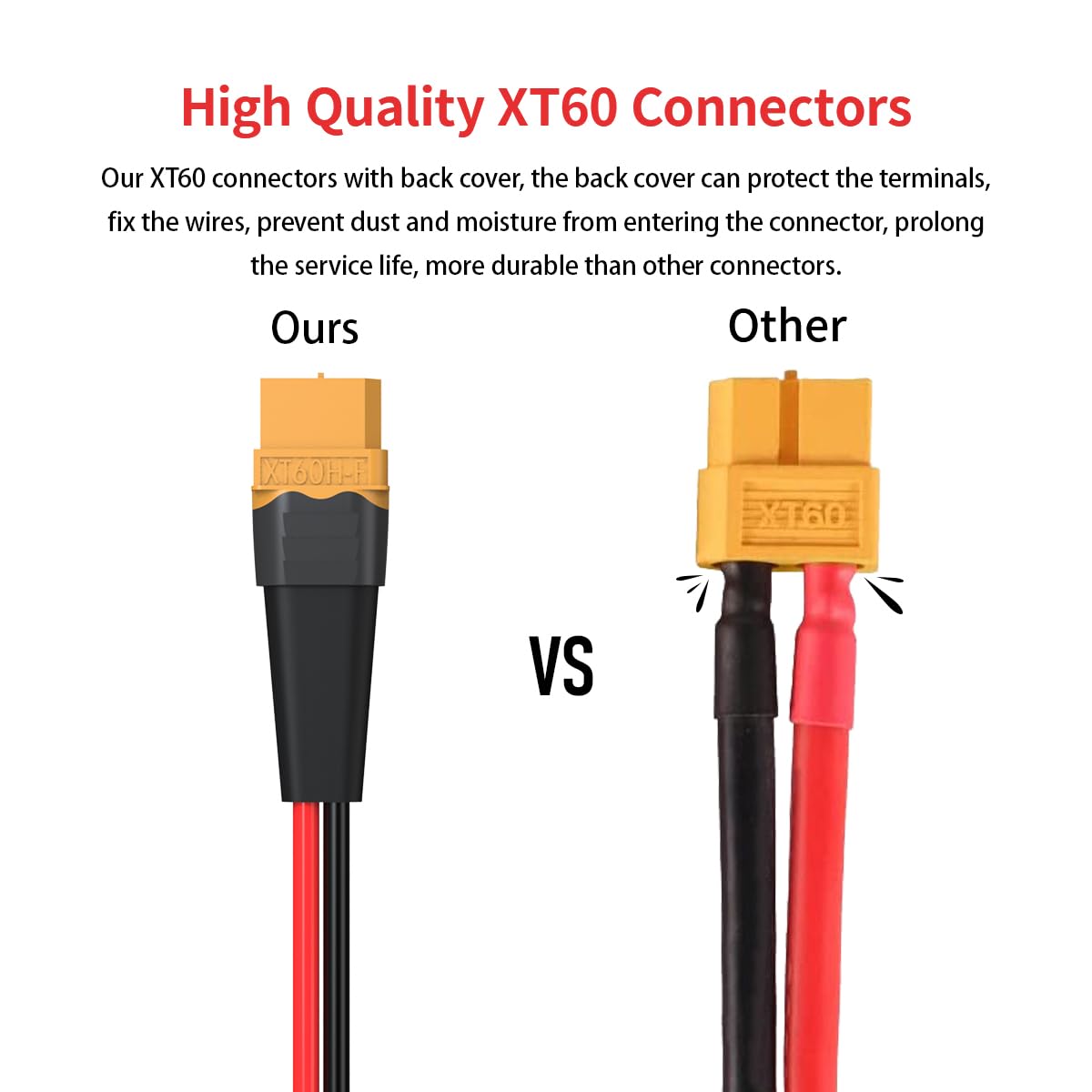 ELFCULB XT60 female to O-ring connector cable for easy panel or battery hookup