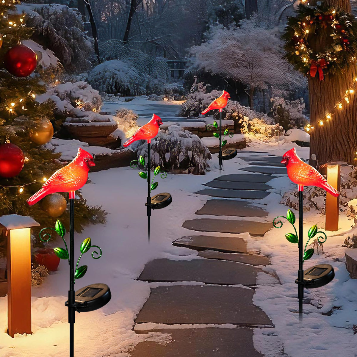 Elfengarden cardinal porch accent enhances garden beds and walkways