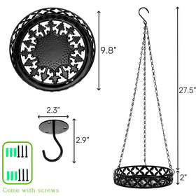 ELFULLY metal plant hanger with sturdy chains boosts outdoor balcony decor.