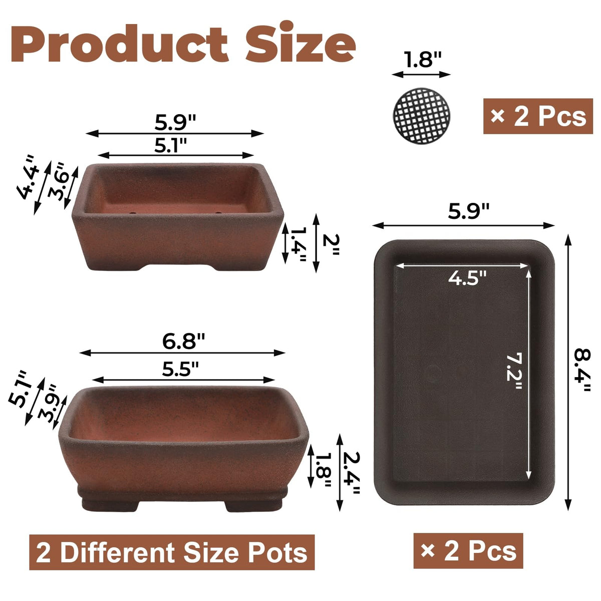 ELFULLY ceramic bonsai pot 7-inch suitable for indoor and outdoor display.