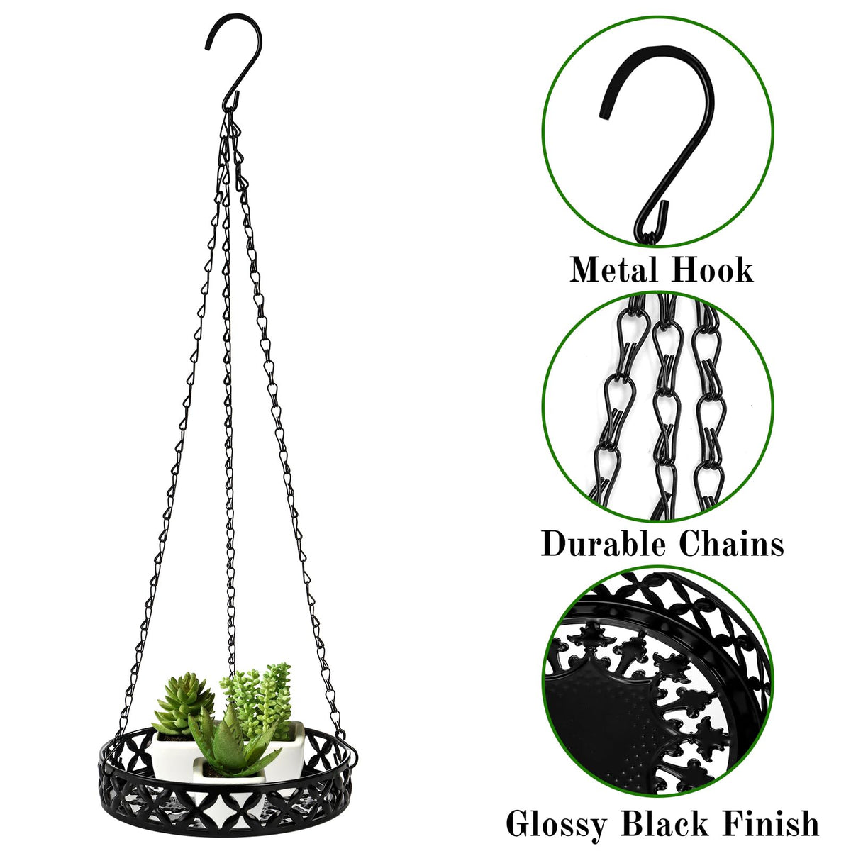 ELFULLY glossy black planter baskets blend with modern interiors.