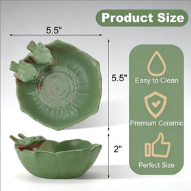 ELFULLY green ceramic bird bath bowls for outdoor ground use and garden décor