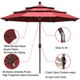 EliteShade Burgundy alloy-steel pole with eight ribs for sturdy support