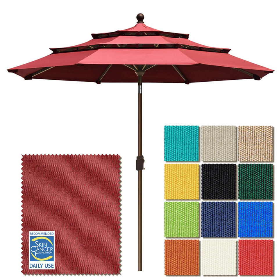 EliteShade Burgundy umbrella top view showing broad shade coverage
