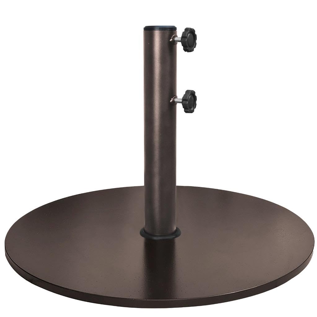 EliteShade round umbrella base with steel plate offers sturdy outdoor support.