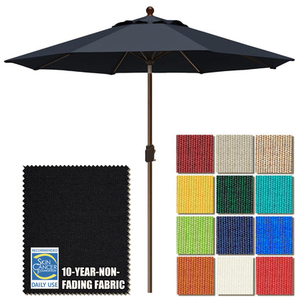 EliteShade 9ft umbrella with crank and tilt for adjustable shading.