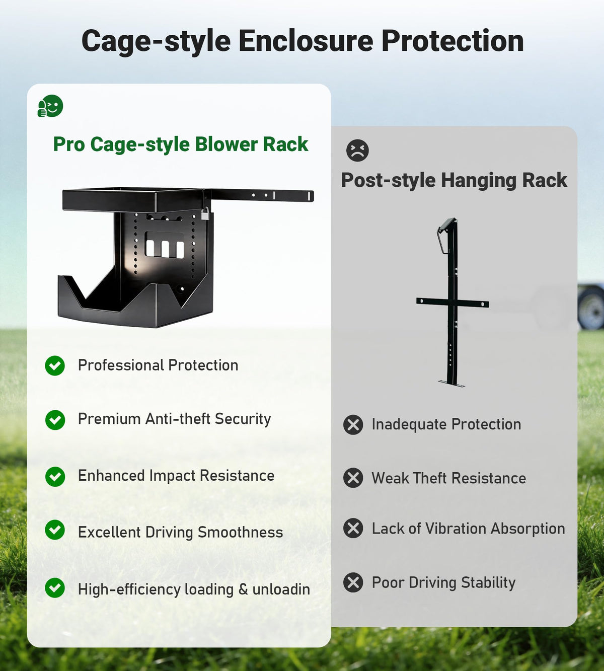 ELITEWILL blower rack backplate height adjustment supports custom fit