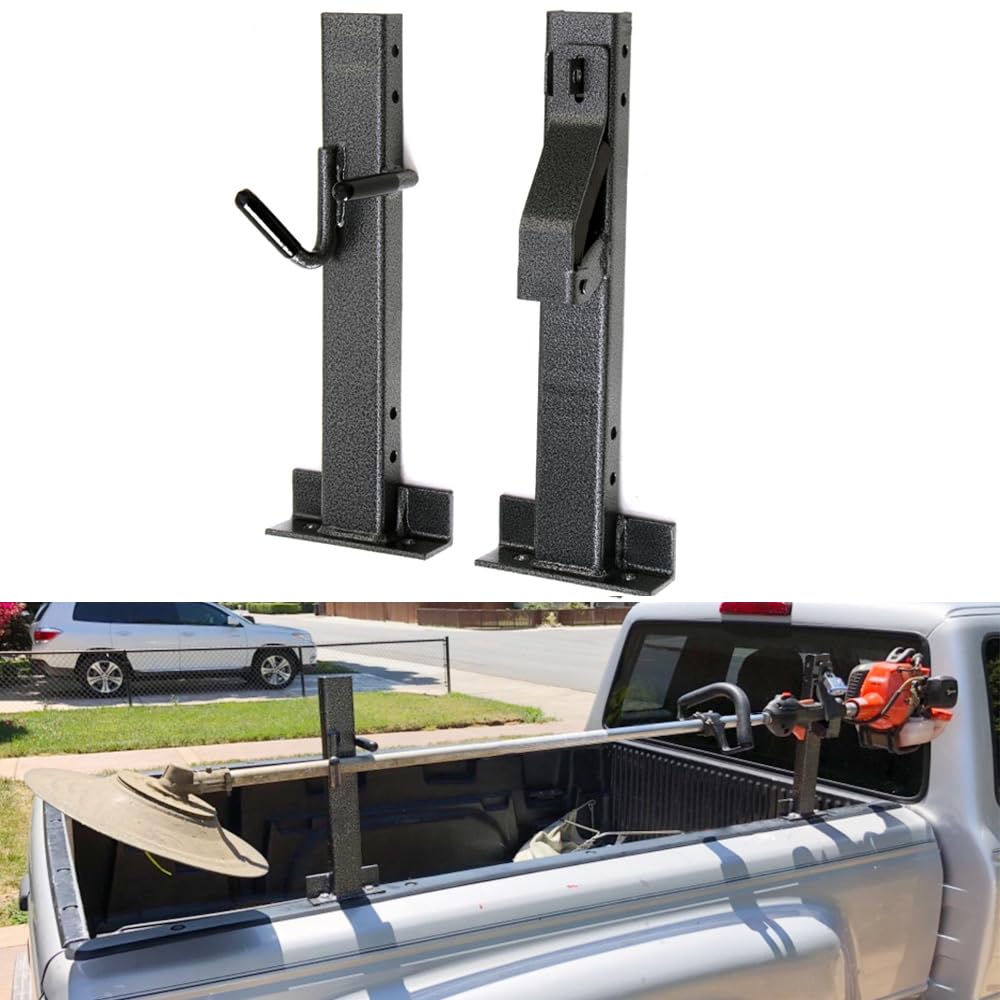 Elitewill locking single trimmer rack on open trailer side for secure storage.