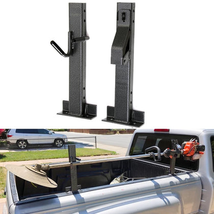 Elitewill locking single trimmer rack on open trailer side for secure storage.