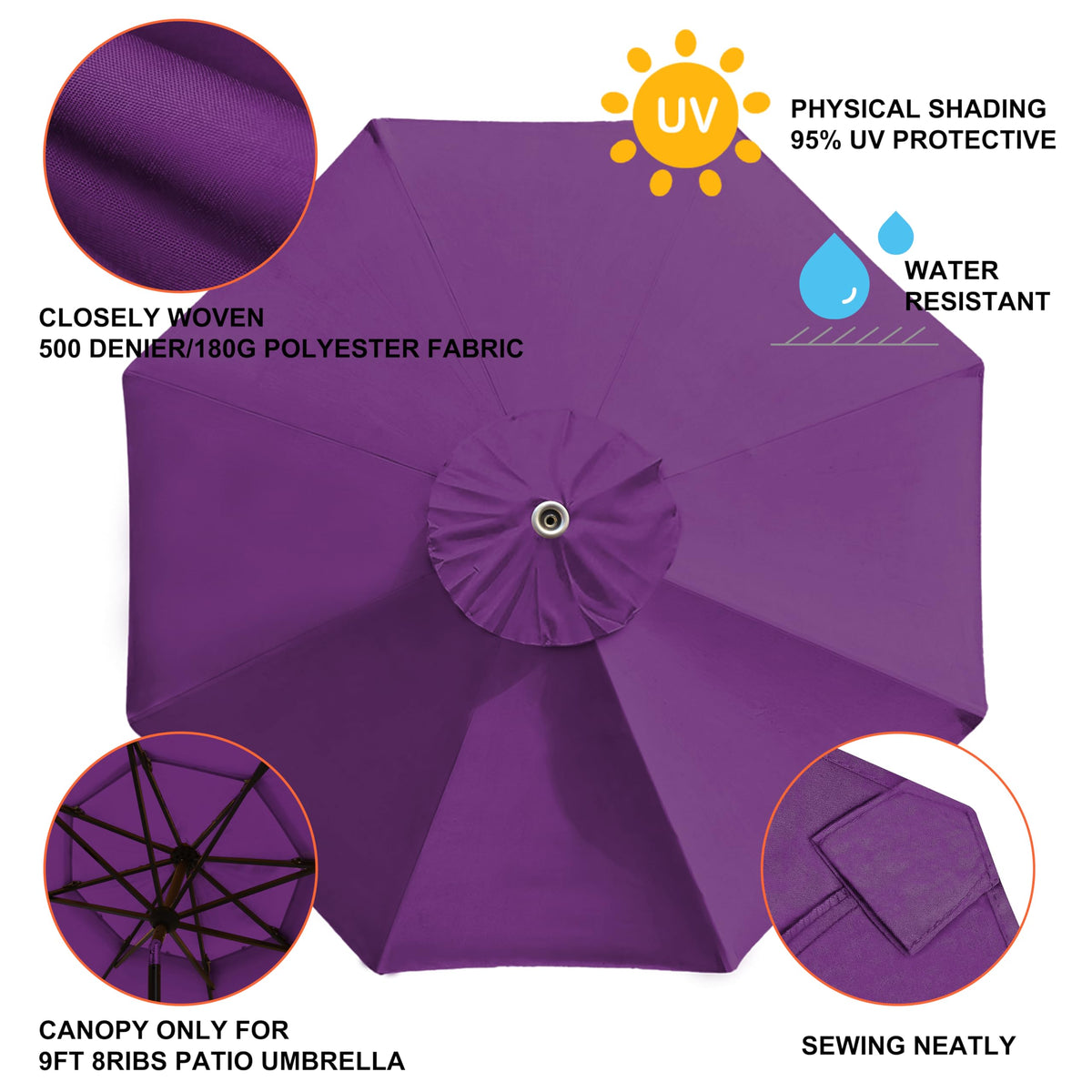 EliteShade 500-denier polyester fabric, high UV protection for outdoor use.