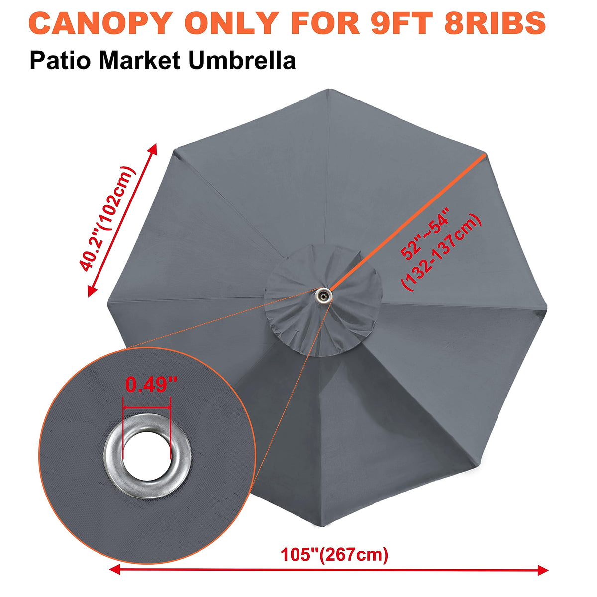 EliteShade replacement canopy in grey featuring air vent for airflow