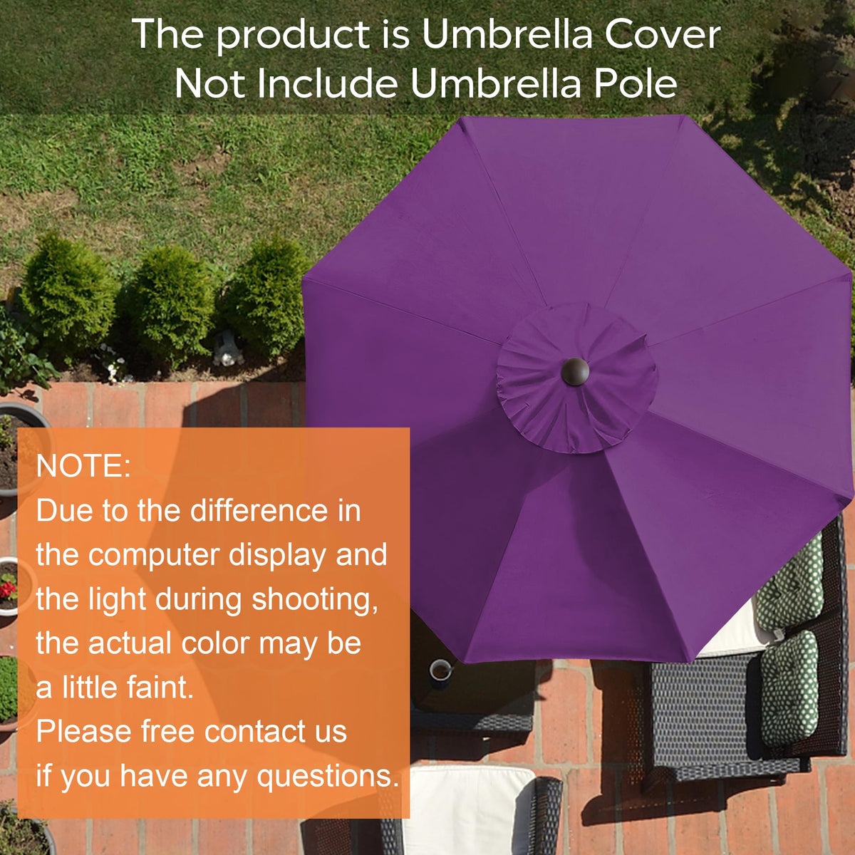 EliteShade purple 8-rib market umbrella canopy, easy installation replacement.