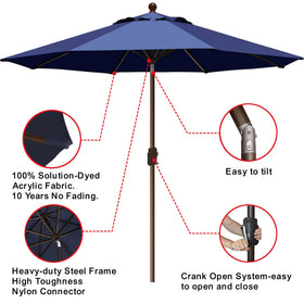 EliteShade 9ft navy market umbrella suits decks and patios.