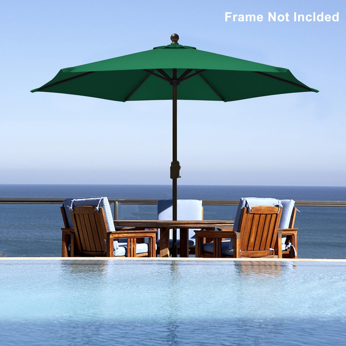 EliteShade forest green canopy provides UV protection for sunny patio days