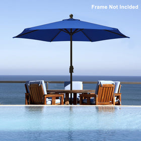 EliteShade Royal Blue canopy side view showing fit for 6-rib frame