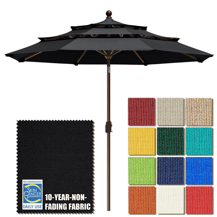 EliteShade USA 9ft 3-Tier Market Umbrella top view shows sturdy construction for reliable outdoor shade.