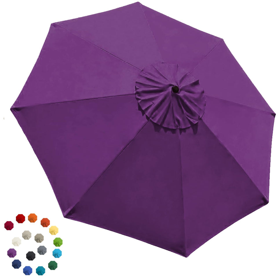 EliteShade USA 9ft purple canopy for 8-rib umbrellas, durable shade replacement.
