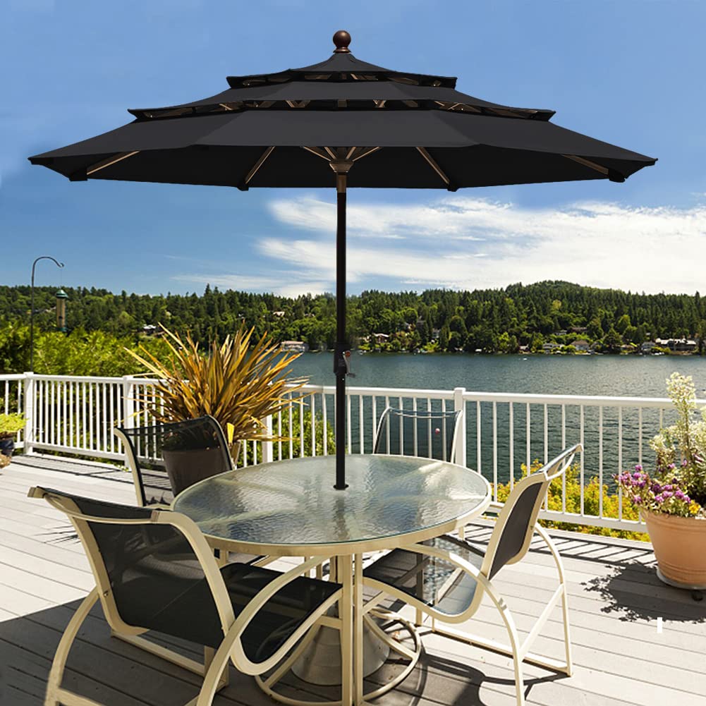 EliteShade 9ft crank-open mechanism image highlights easy setup for outdoor shade.