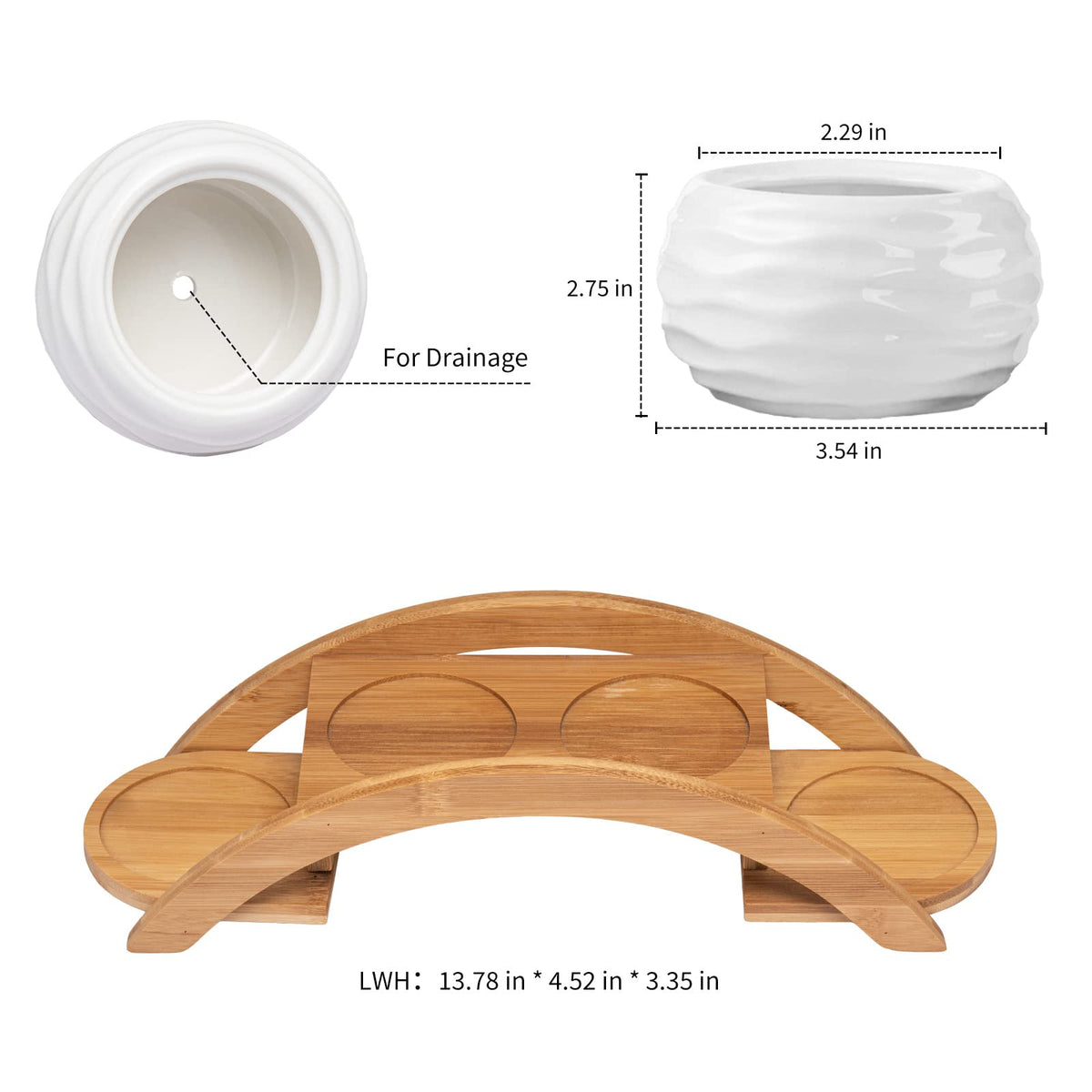 E-liu ceramic white planter with textured exterior adds tactile interest to a desk or shelf