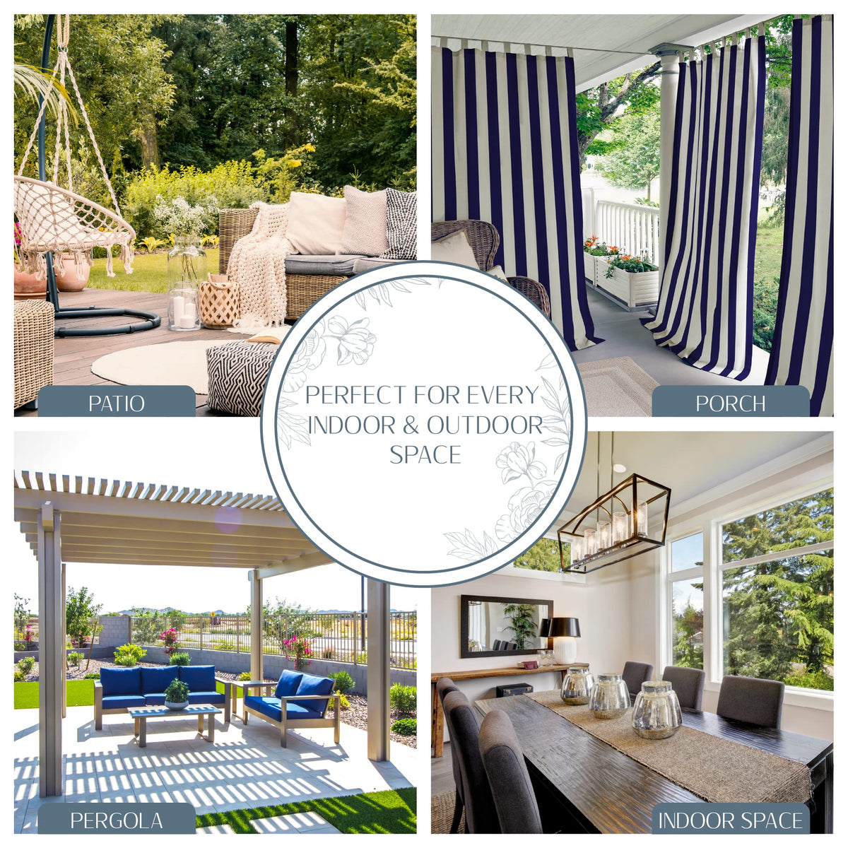 Elrene Highland Stripe navy panel for indoor and outdoor use