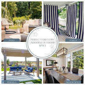Elrene Highland Stripe navy panel for indoor and outdoor use