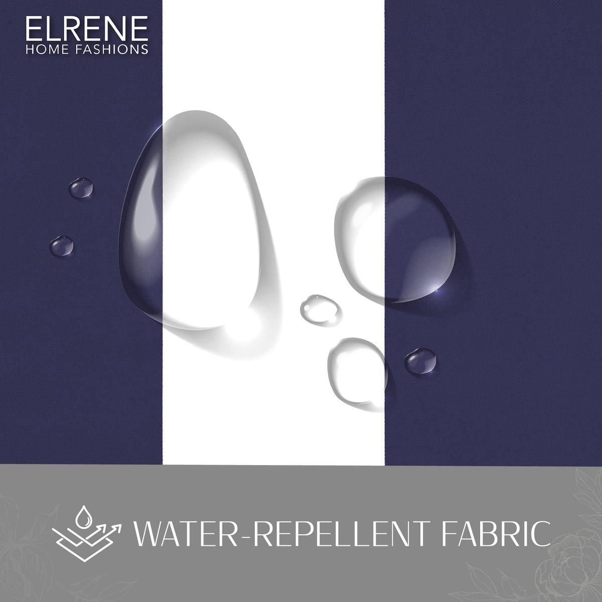 Elrene Highland Stripe navy tab-top closeup for easy installation