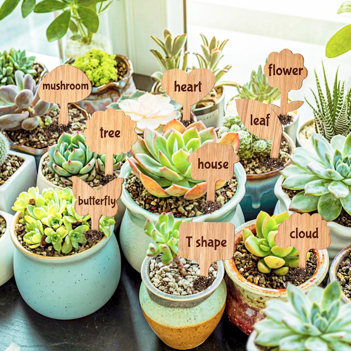 Elsjoy bamboo plant labels butterfly shape add visual cues for quick pot identification.