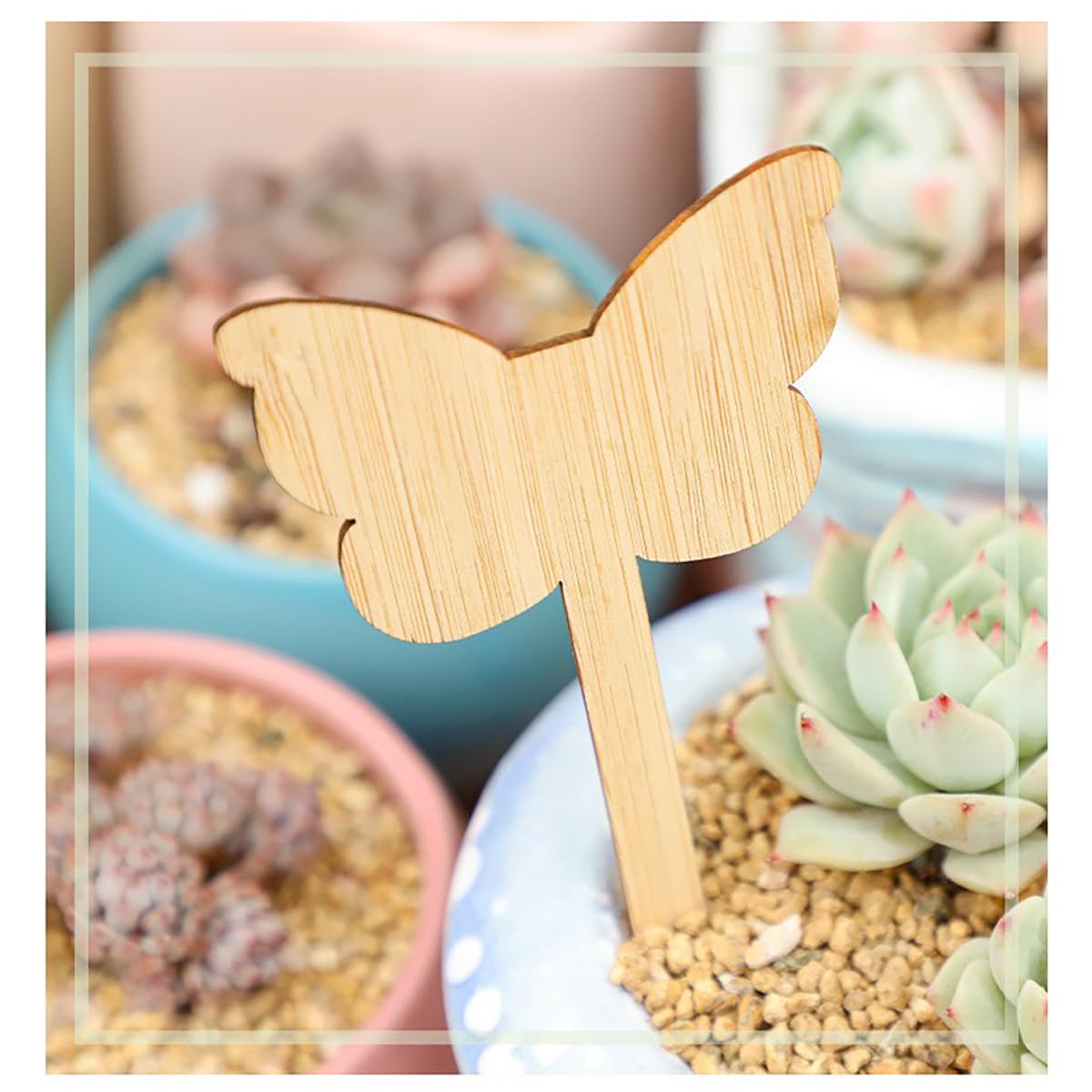 Elsjoy bamboo plant labels flower shape versatile for indoor containers and outdoor gardens.