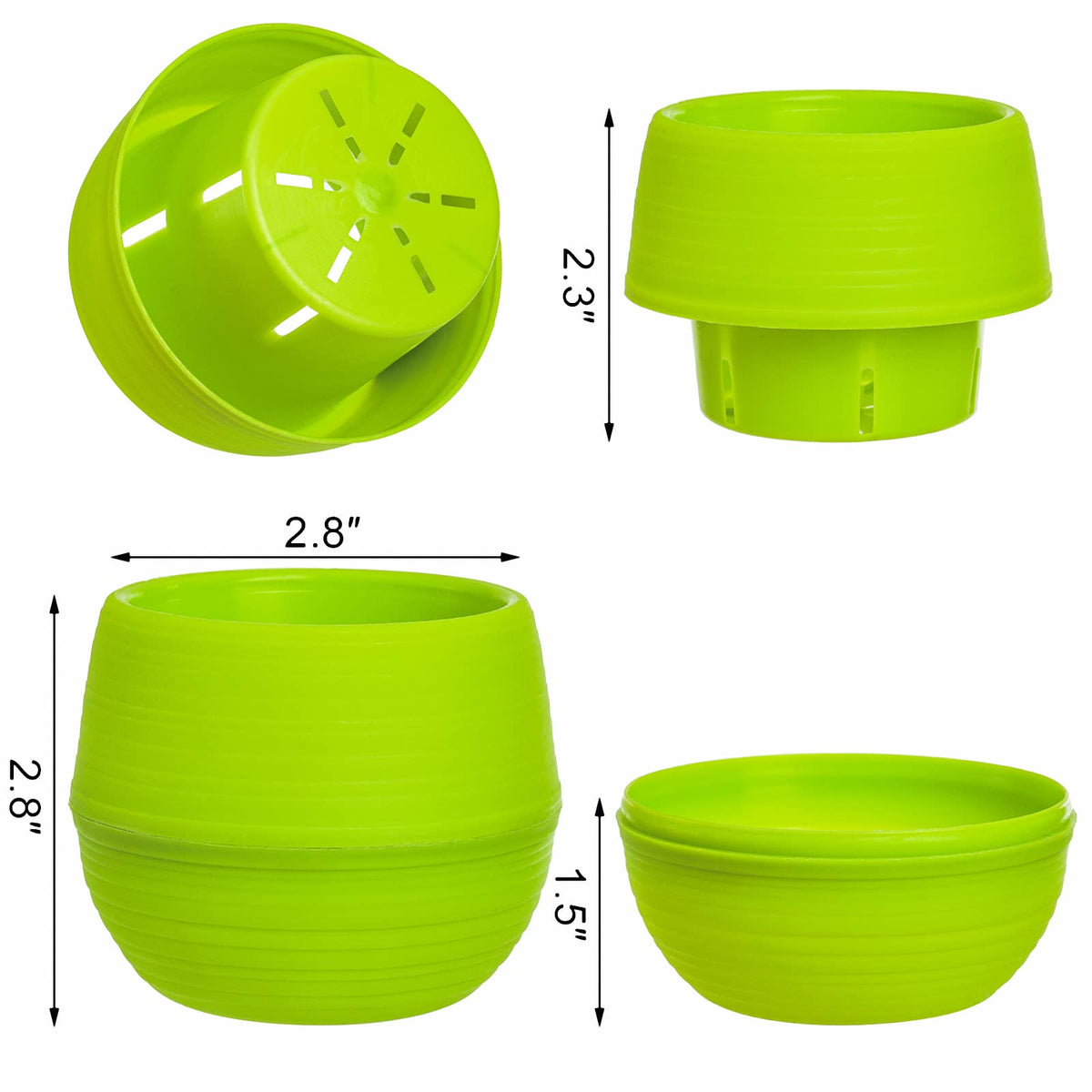 Elsjoy green mini succulent pots, five-pack, great for indoor starter kits.