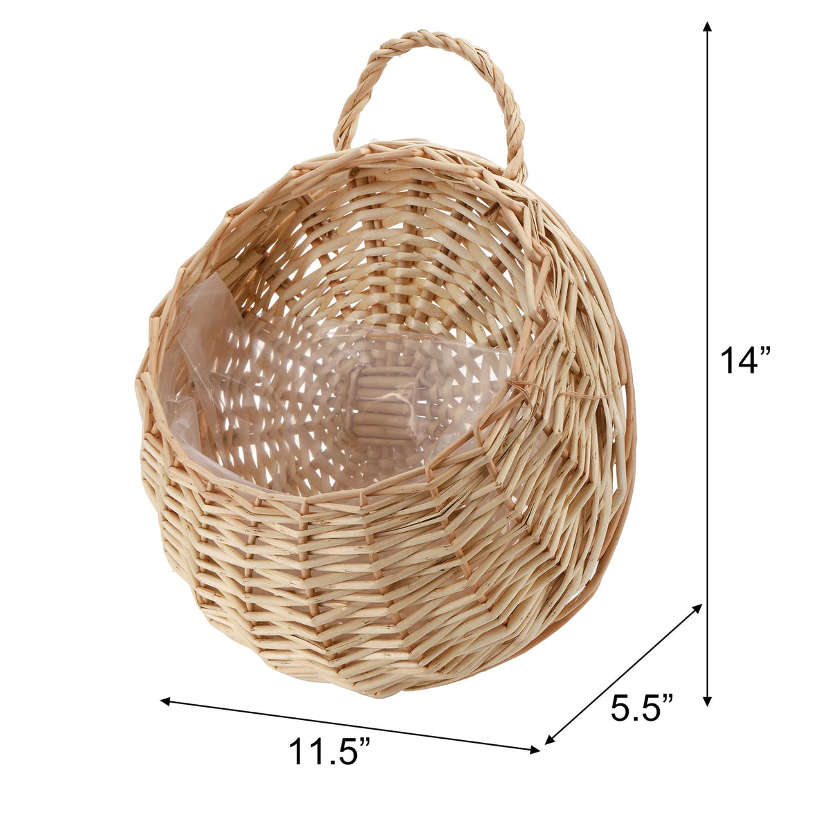 Elsjoy woven rattan wall planter adds rustic decor.