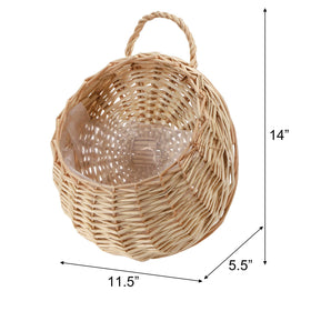 Elsjoy woven rattan wall planter adds rustic decor.