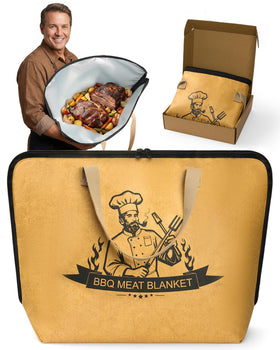 Elviros Travel BBQ Blanket in use resting meat for juicy results