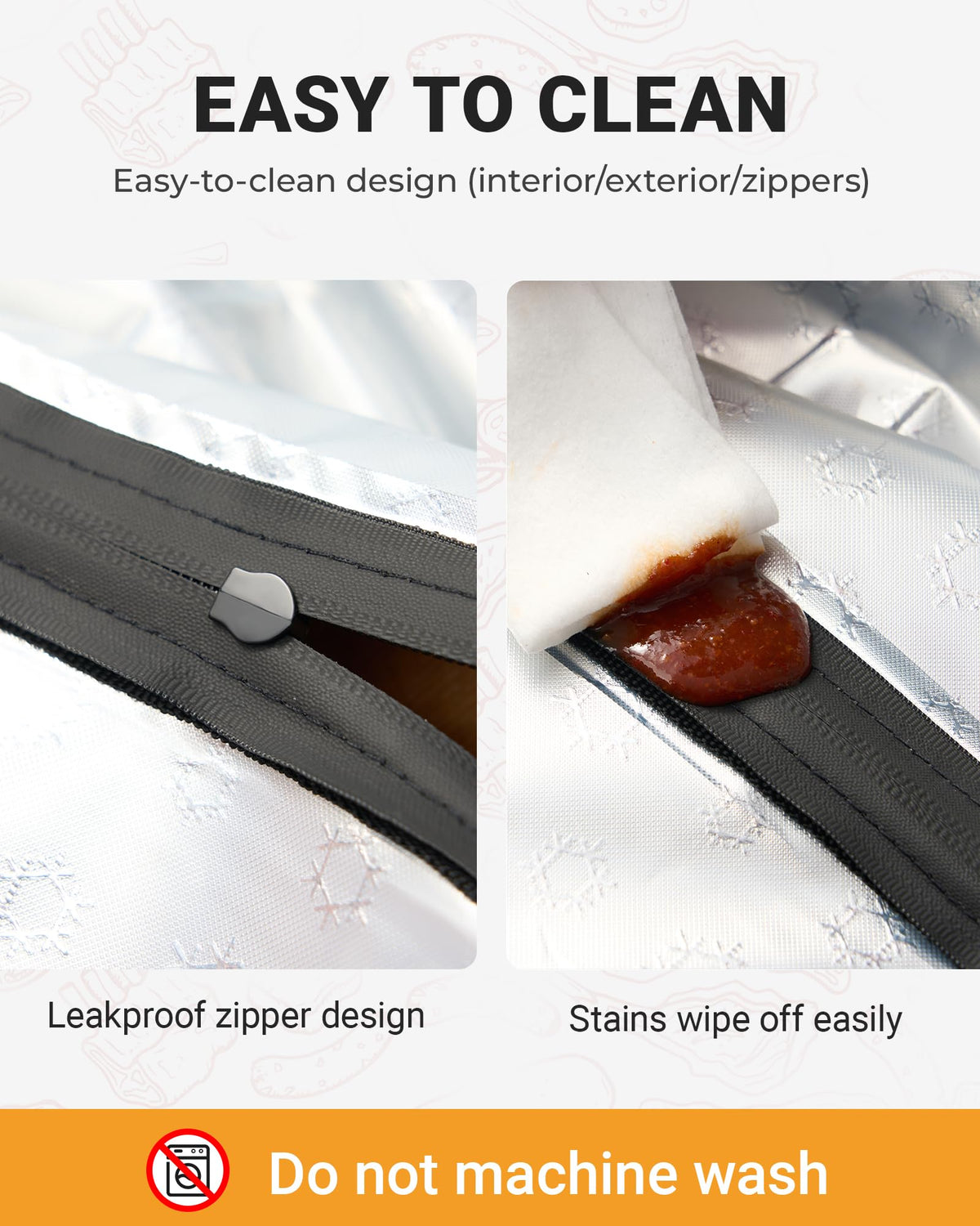 Elviros Travel waterproof lining keeps grease contained