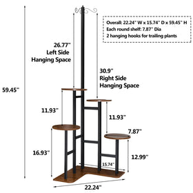 elwarmth Corner Plant Stand stands at 59.45 inches for a dramatic vertical display.