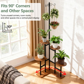 elwarmth Corner Plant Stand five-tier layout helps organize pots by height.