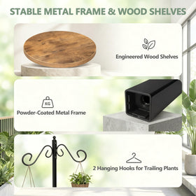 elwarmth Corner Plant Stand top hooks ideal for hanging baskets or trailing plants.