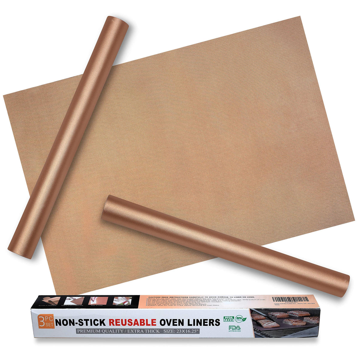 EMAANIA heavy-duty oven liner pack of three protects oven bottoms during heavy cooking.