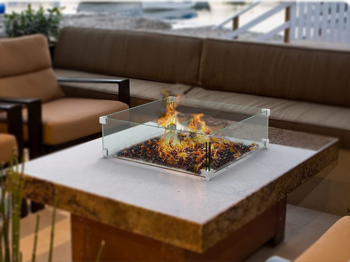 Emardom modern outdoor fire pit look complements any patio.