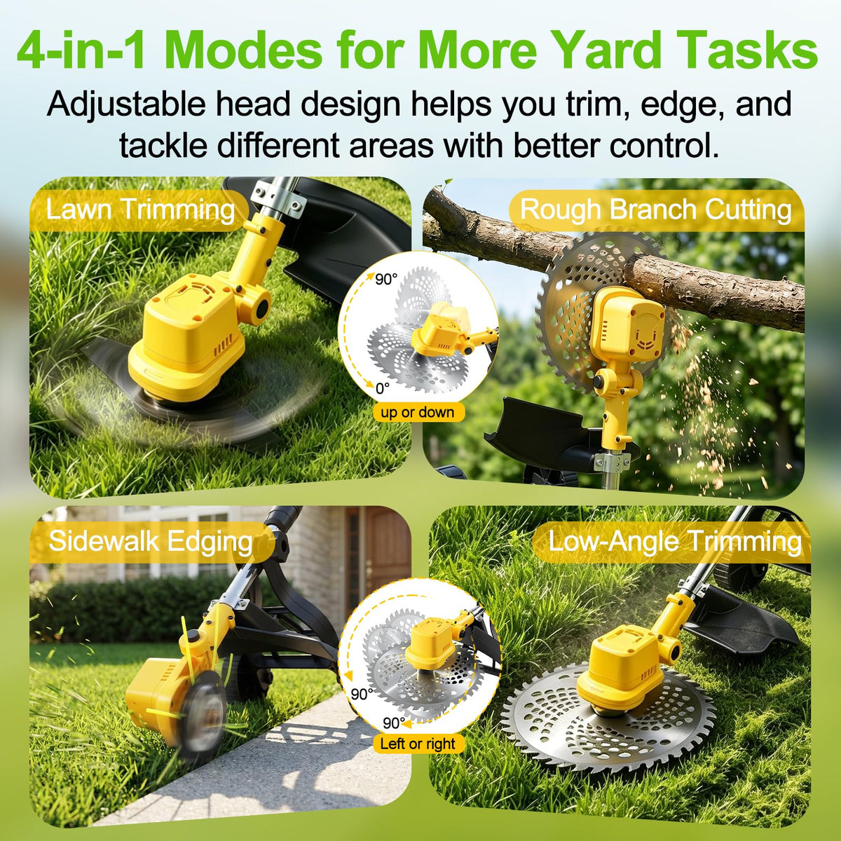 Embui brushless motor delivers smooth power for yard work.
