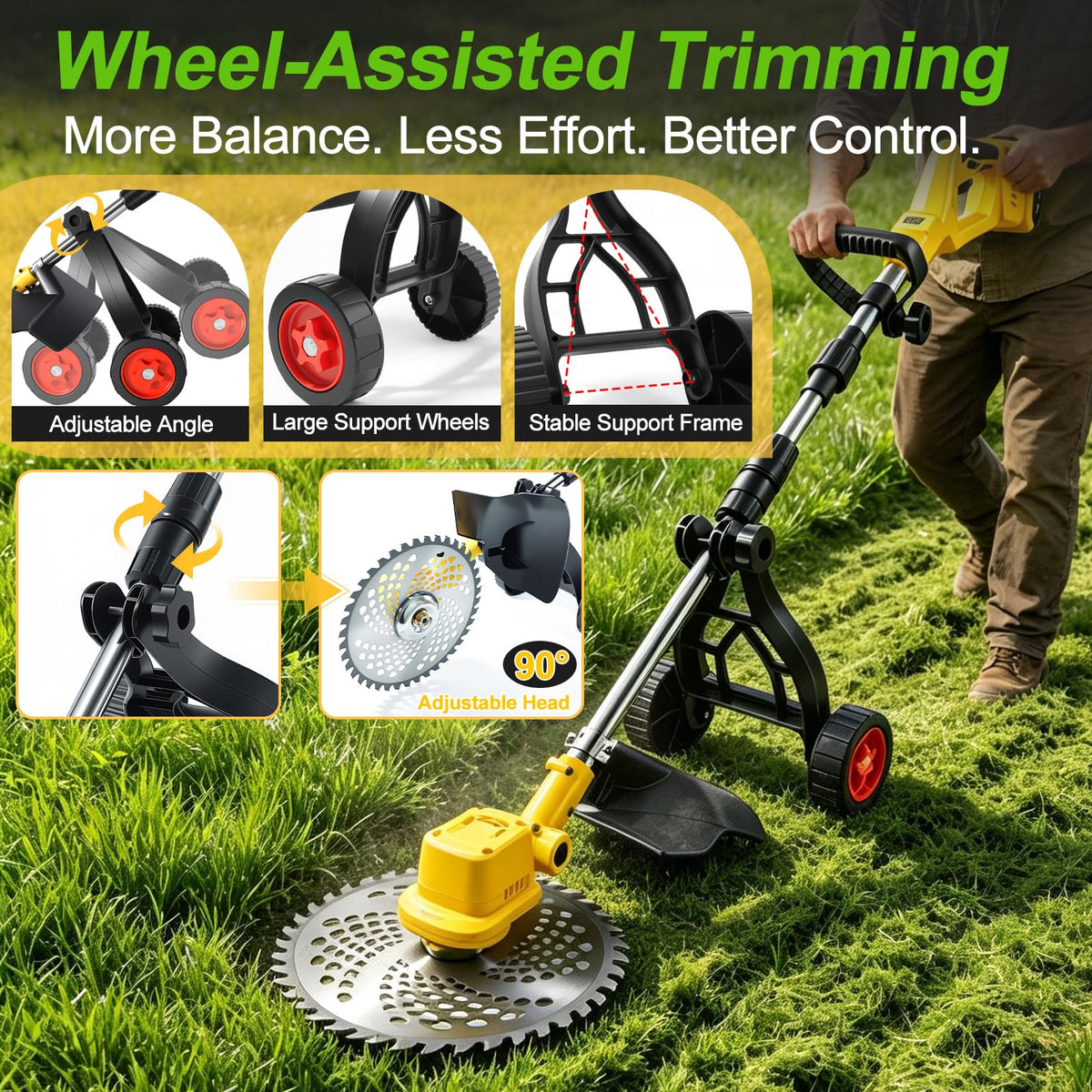 Embui four-in-one tool trims, edges, cuts, and clears efficiently.