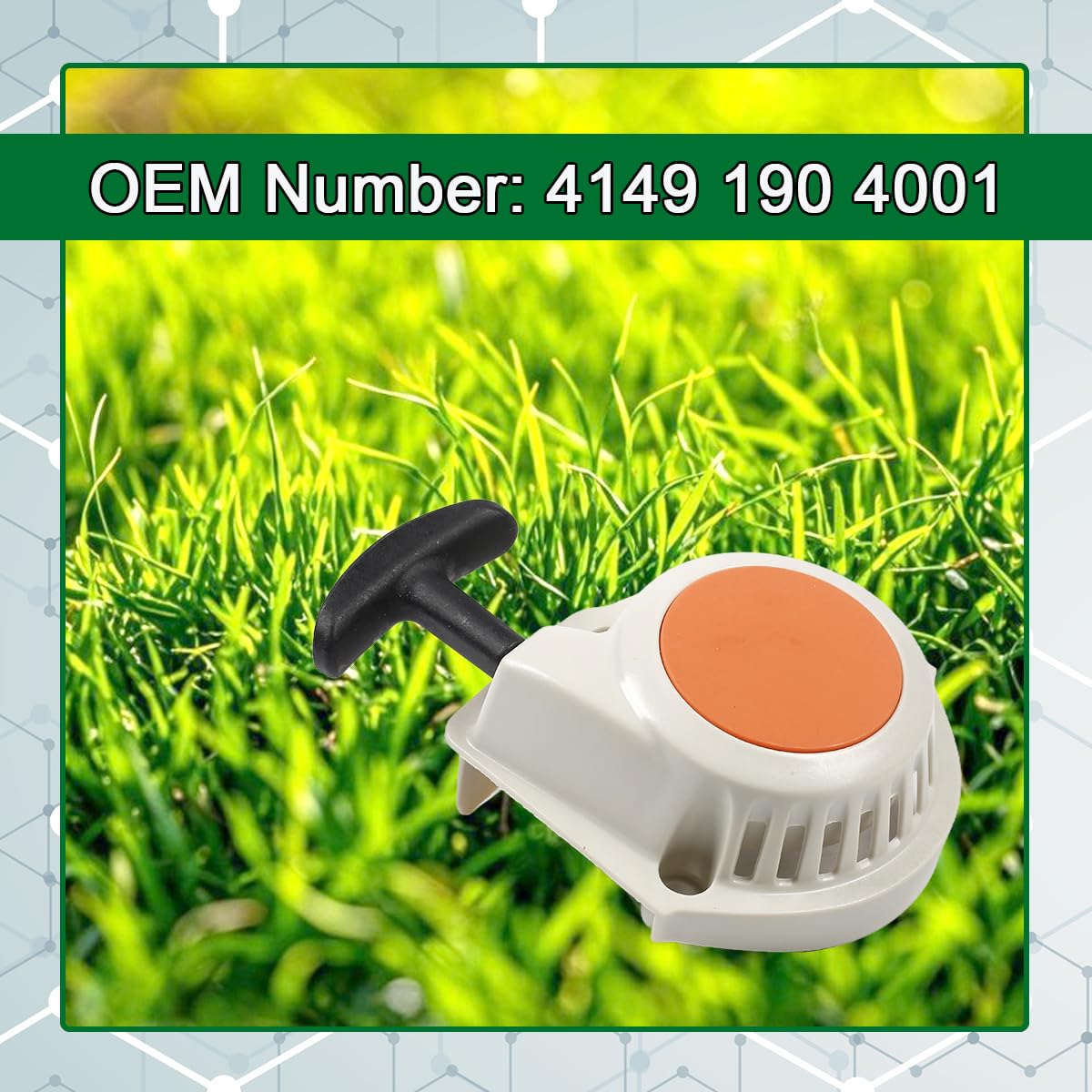Durable construction of Emeland recoil starter for outdoor use and longevity.
