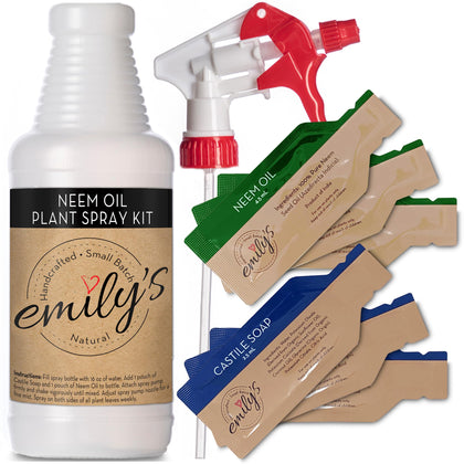 Pure Body Naturals Emily's Neem Oil Spray bottle front view for easy garden protection.