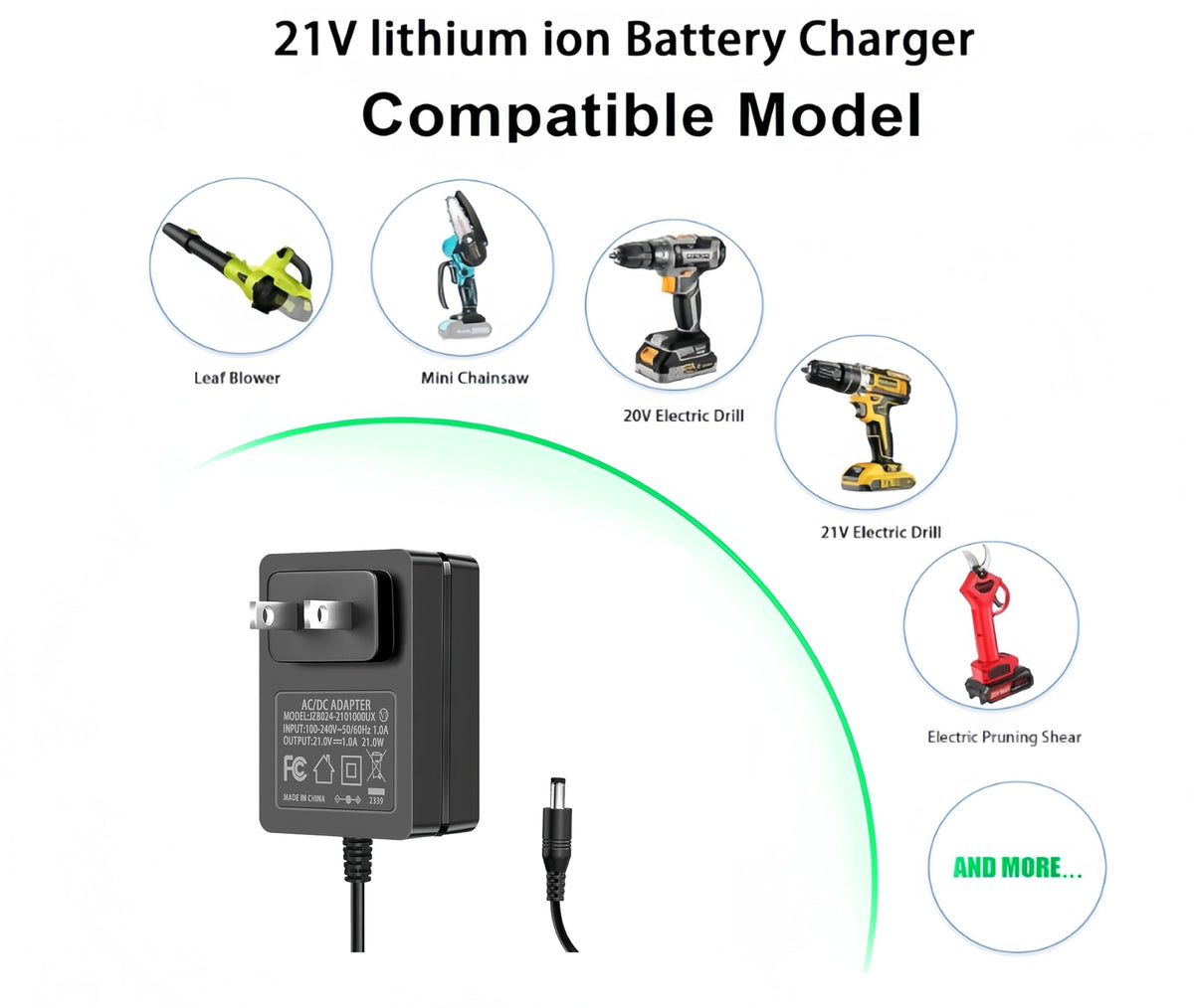 Emowom 21V charger with indicator light for clear charging status