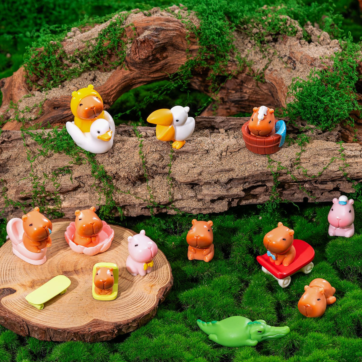 Emphasisy capybara miniature landscape pieces for terrariums or displays.