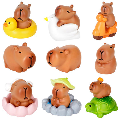 EMPHASISY mini capybara figurines in a 13-pack for dollhouses and fairy gardens.