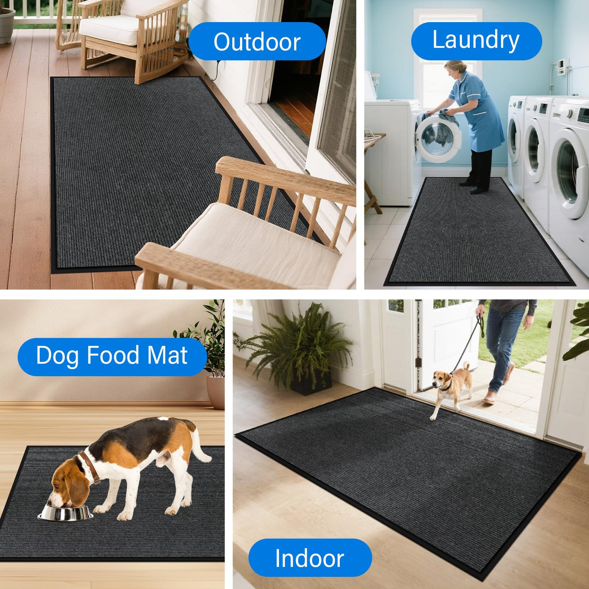 EMQIMA easy-clean mat cleaned by vacuum, sweep, or hose