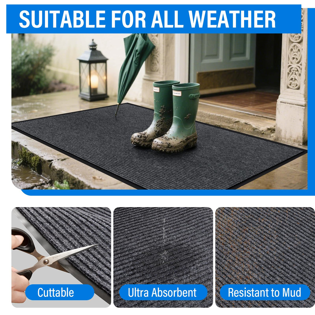 EMQIMA grooved surface traps mud and moisture at entryways
