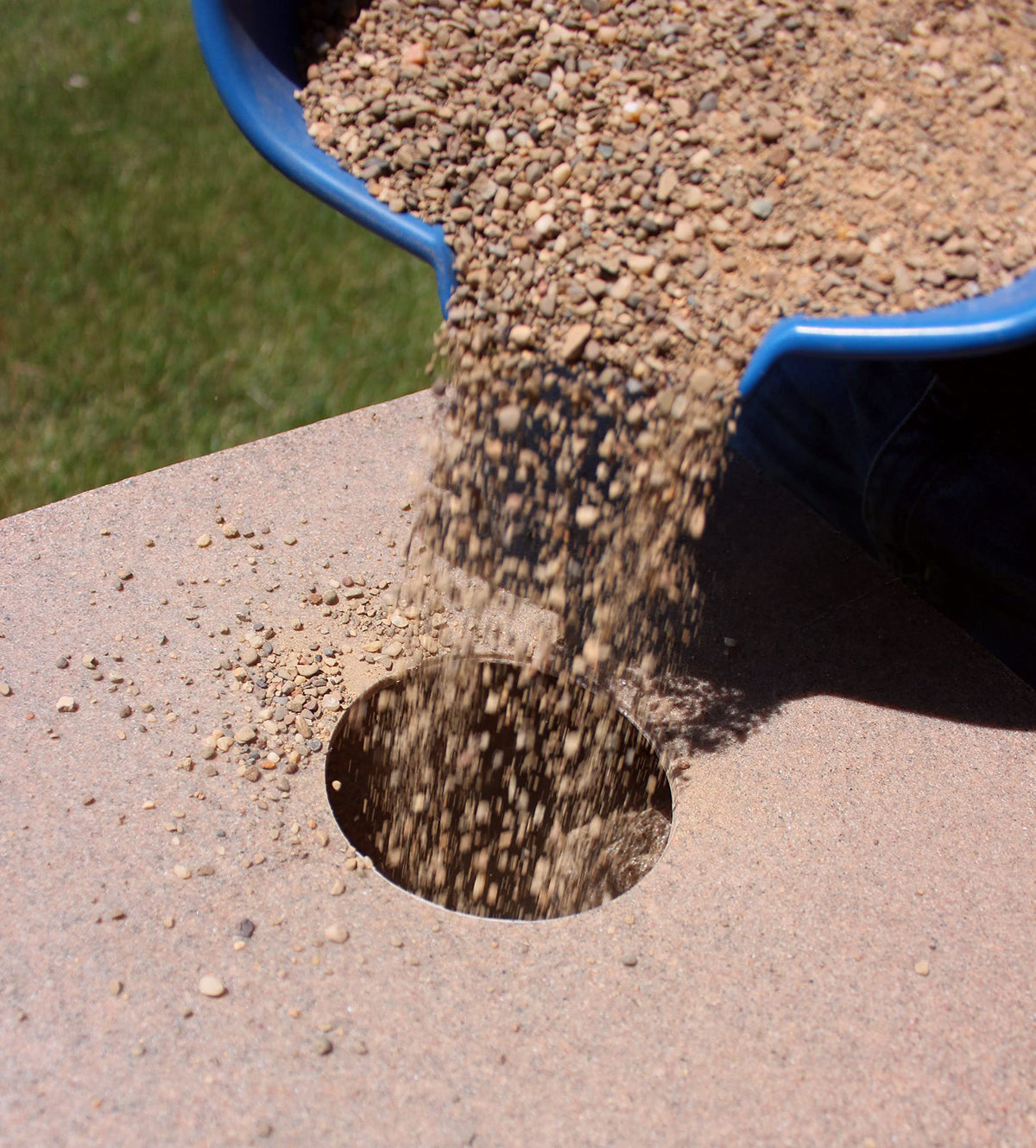 Base can be weighted with gravel or sand for wind stability