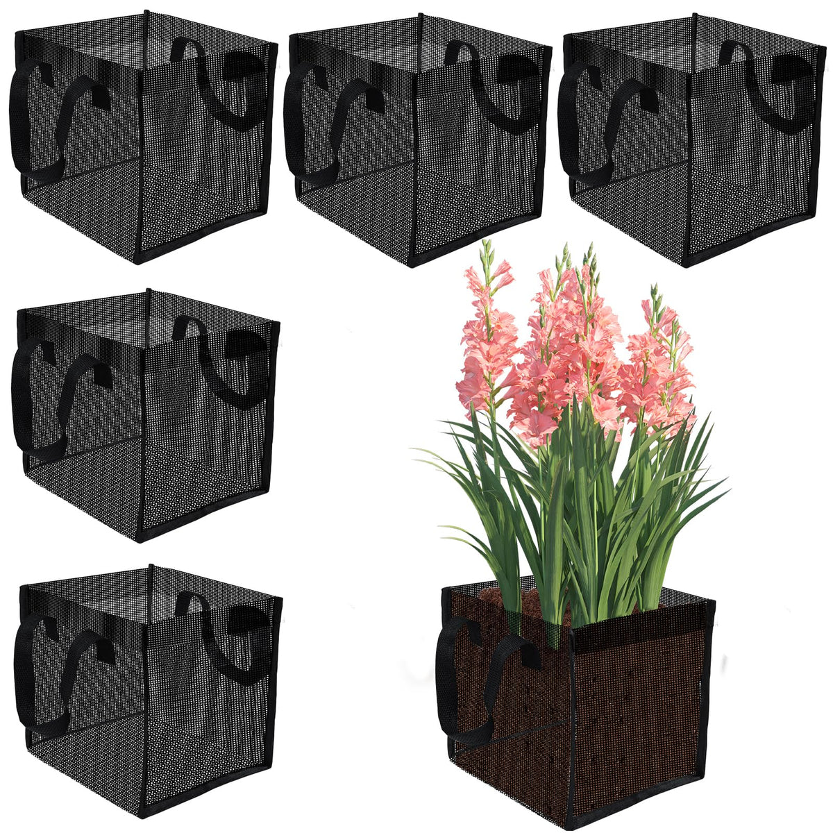 Emsiok six-pack pond baskets with sturdy handles ready for pond setup